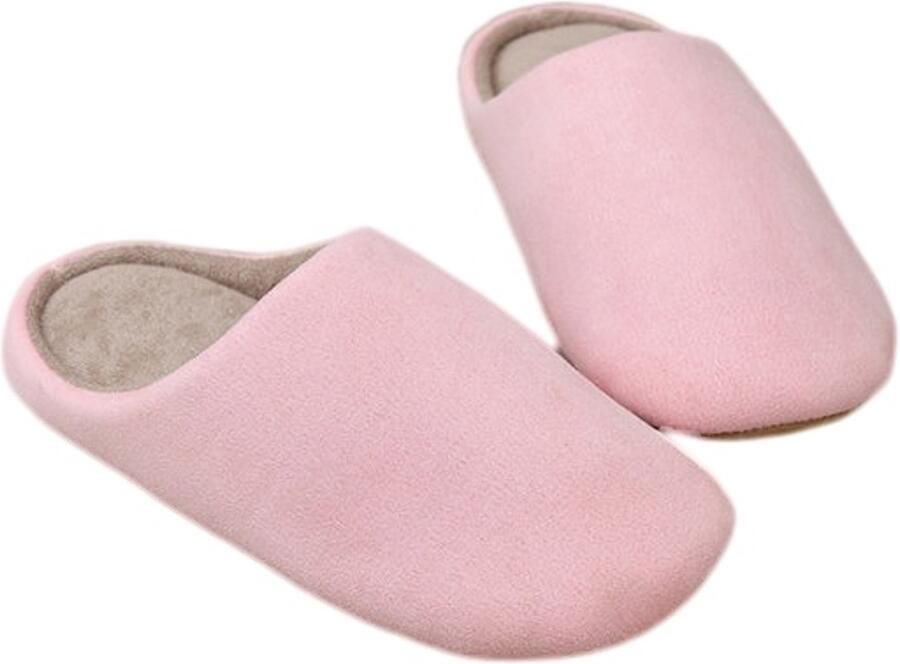 Slippers — Stille unisex-slippers Comfortabel schoeisel voor in huis Suède materiaal Zachte stille antislipzolen Geschikt voor binnen buiten slaapkamer en woonkamer Roze