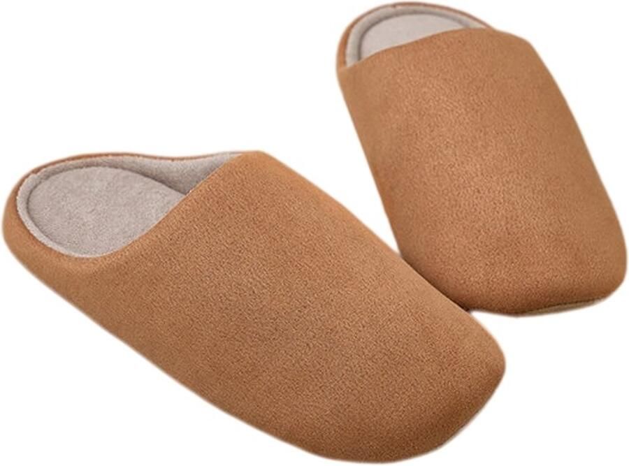 Slippers — Stille unisex-slippers Comfortabel schoeisel voor in huis Suède materiaal Zachte stille antislipzolen Geschikt voor binnen buiten slaapkamer en woonkamer Bruin