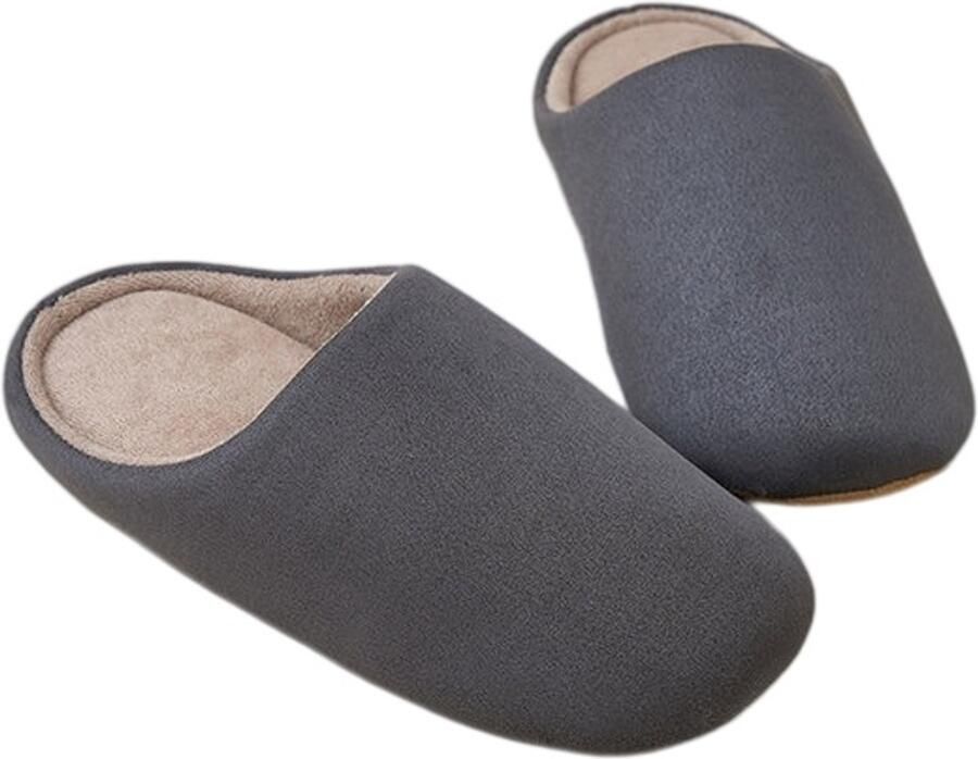 Slippers — Stille unisex-slippers Comfortabel schoeisel voor in huis Suède materiaal Zachte stille antislipzolen Geschikt voor binnen buiten slaapkamer en woonkamer Grijs