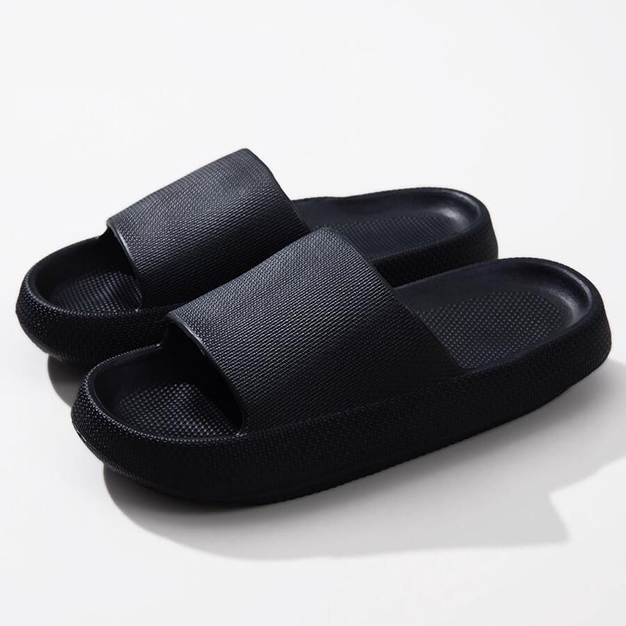 Slippers voor en antislip badslippers doucheslippers met zachte -dikke zool geschikt voor binnen en buiten 40 41 Zwart