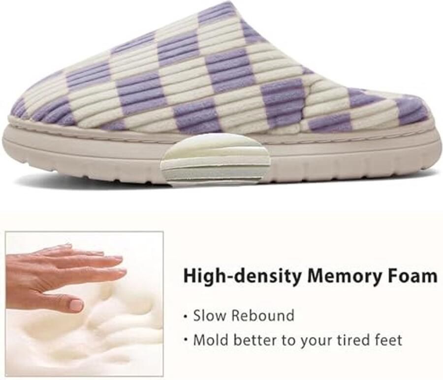 Slippers voor en Fuzzy winter pantoffels met memory foam Paars