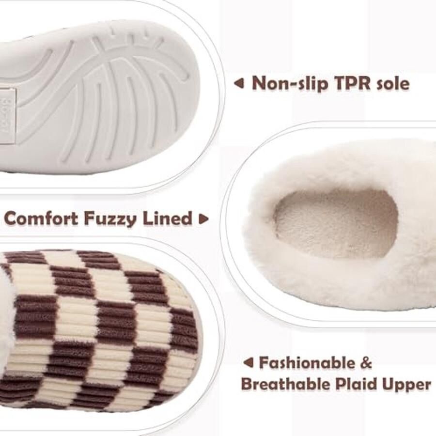 Slippers voor en Geheugenfoam Fluffy bruin
