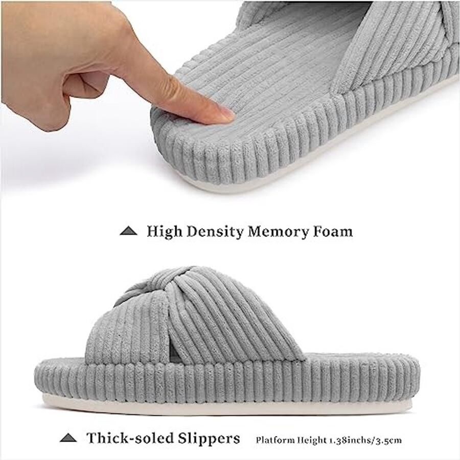 Slippers voor Dames Geheugenfoam en Katoen Grijs