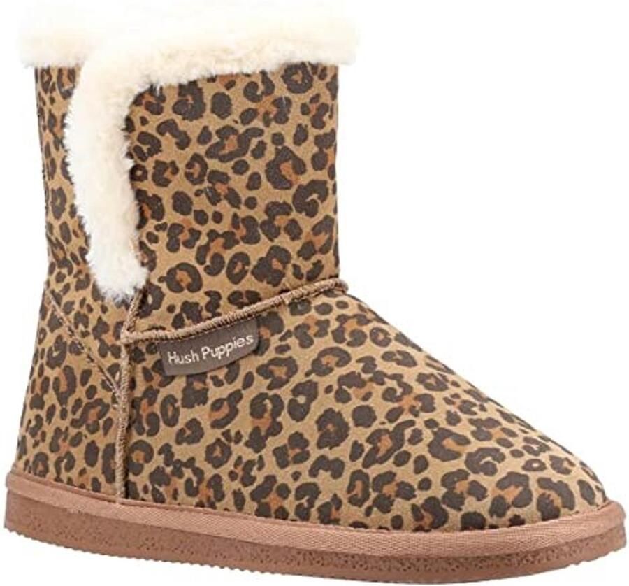 Slippers voor Dames Suède met Faux Fur Leopaardprint