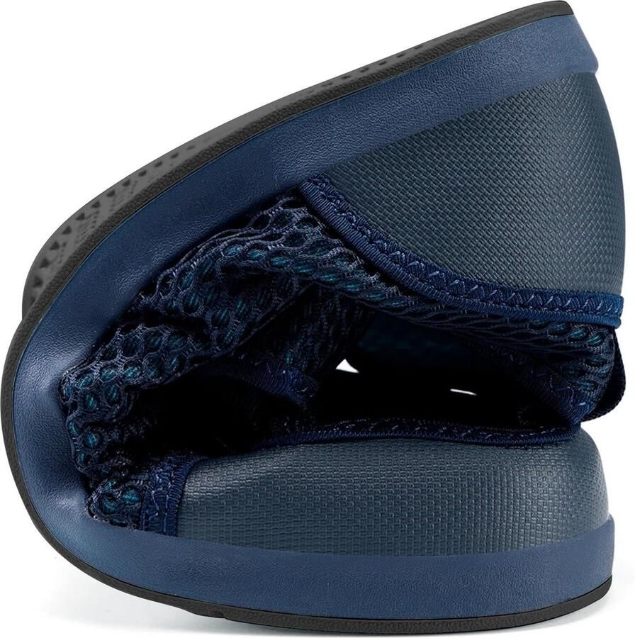 Slippers voor heren brede artritis-oedeem gezwollen wandelschoenen comfortabel verstelbaar slipbestendige sandalen voor senioren Blauw B 40.5
