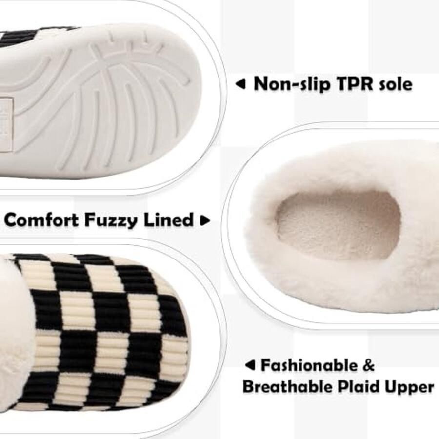 Slippers voor en Fuzzy memory foam Antislip zool Zwart