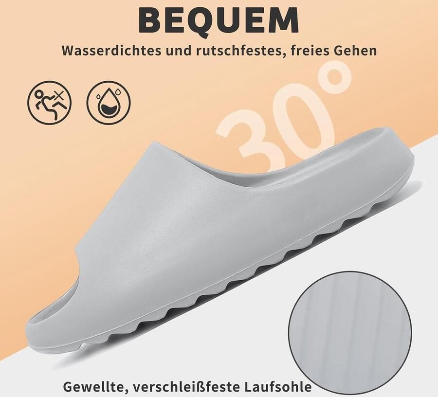 Slippers voor strand zomer rubberen sandalen antislip zwembad slipper uniseks dik comfort schuimslippers Grijs