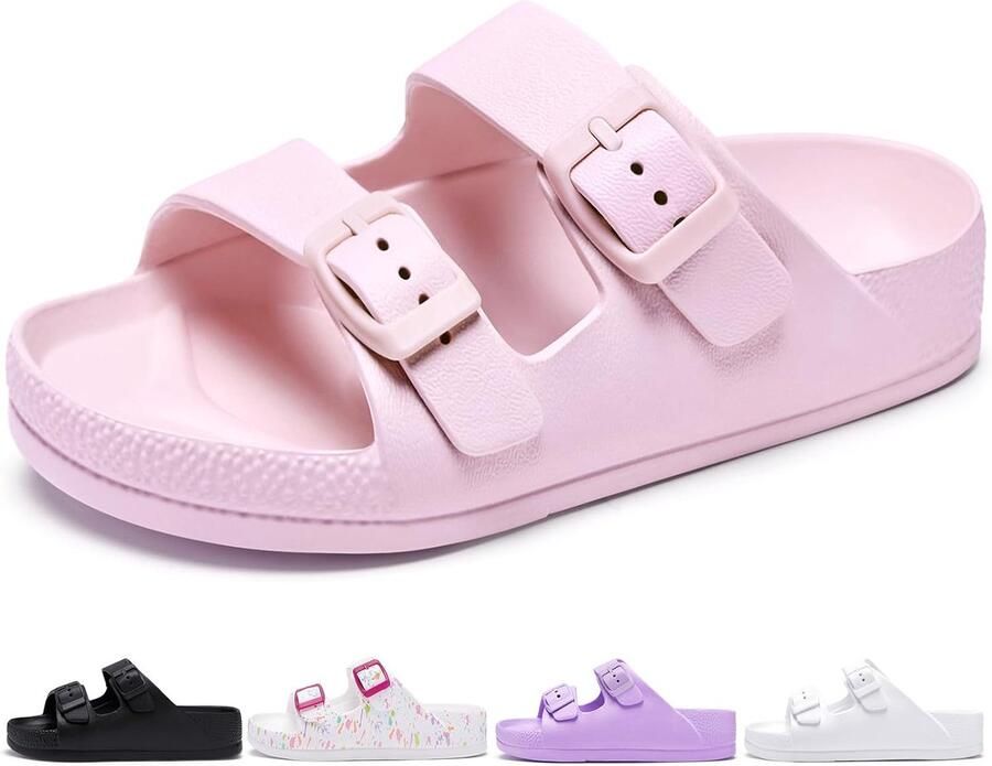 Slippers voor kinderen zomer dubbele gesp verstelbaar zacht strand zwembad sandalen kinderen antislip platte pantoffels