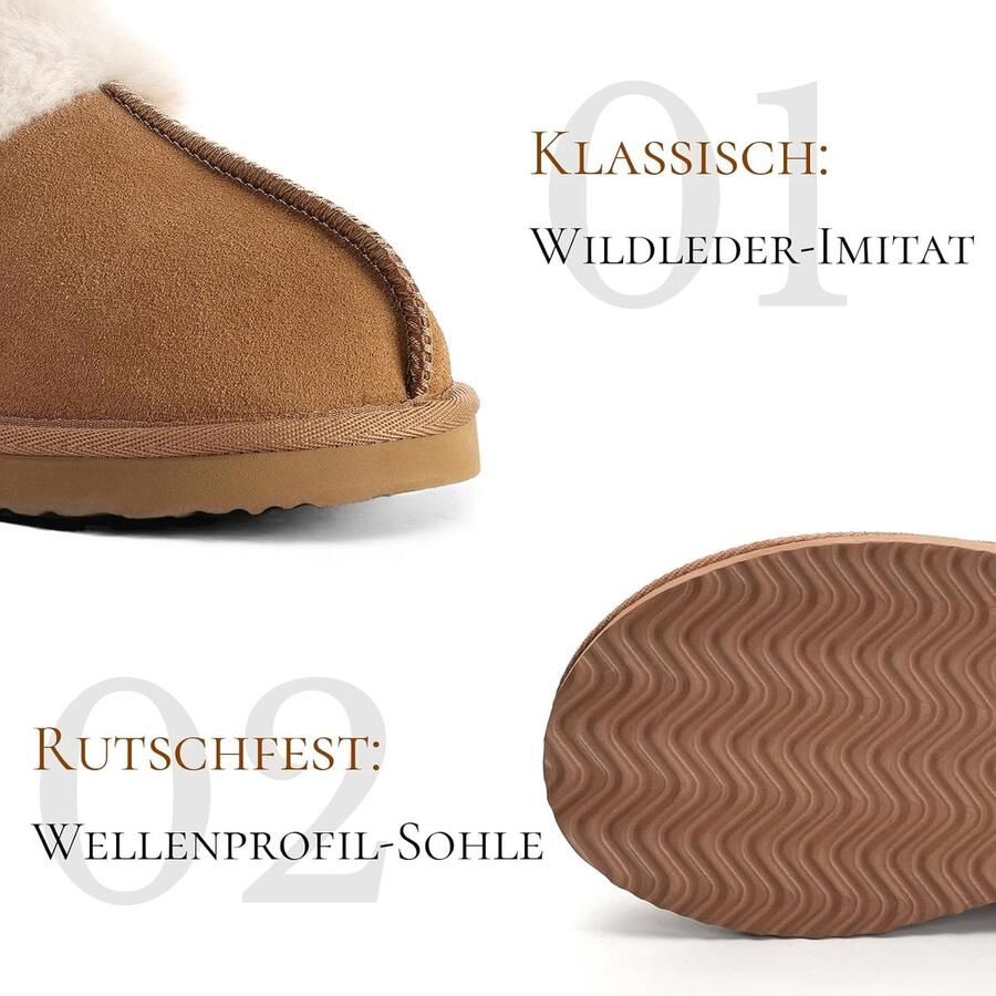 Slippers for Women Faux Suede Round Toe Fluffy Slip On Warm Winter Ladies Slippers House Outdoor Comfortable Soft ShopVlot