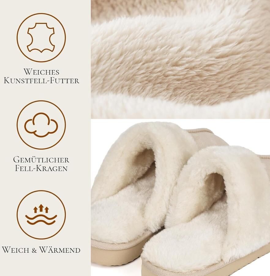 Slippers voor vrouwen Faux Suede Ronde Neus Pluizige Slip On Warme Winter Dames Slippers Huis Outdoor Comfortabele Zachte Voering Muilezel Slippers Geschenken voor Vrouwen