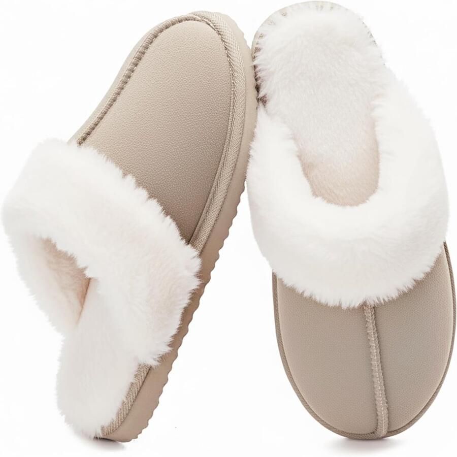 Slippers voor vrouwen Faux Suede Ronde Neus Pluizige Slip On Warme Winter Dames Slippers Huis Outdoor Comfortabele Zachte Voering Muilezel Slippers Geschenken voor Vrouwen