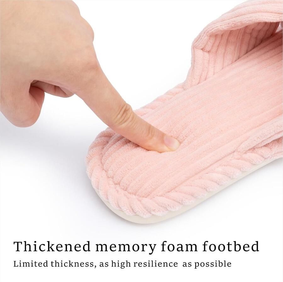 Slippers voor Vrouwen Memory Foam House Dames Slipper Slides Home Slaapkamer Badkamer Spa Open Teen Corduroy Strik Slippers Gezellig Comfortabel
