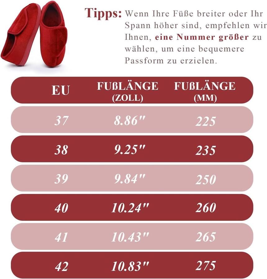 Slippers voor vrouwen traagschuim diabetici artritis oedeem verstelbare comfortabele pantoffels gesloten tenen. rood