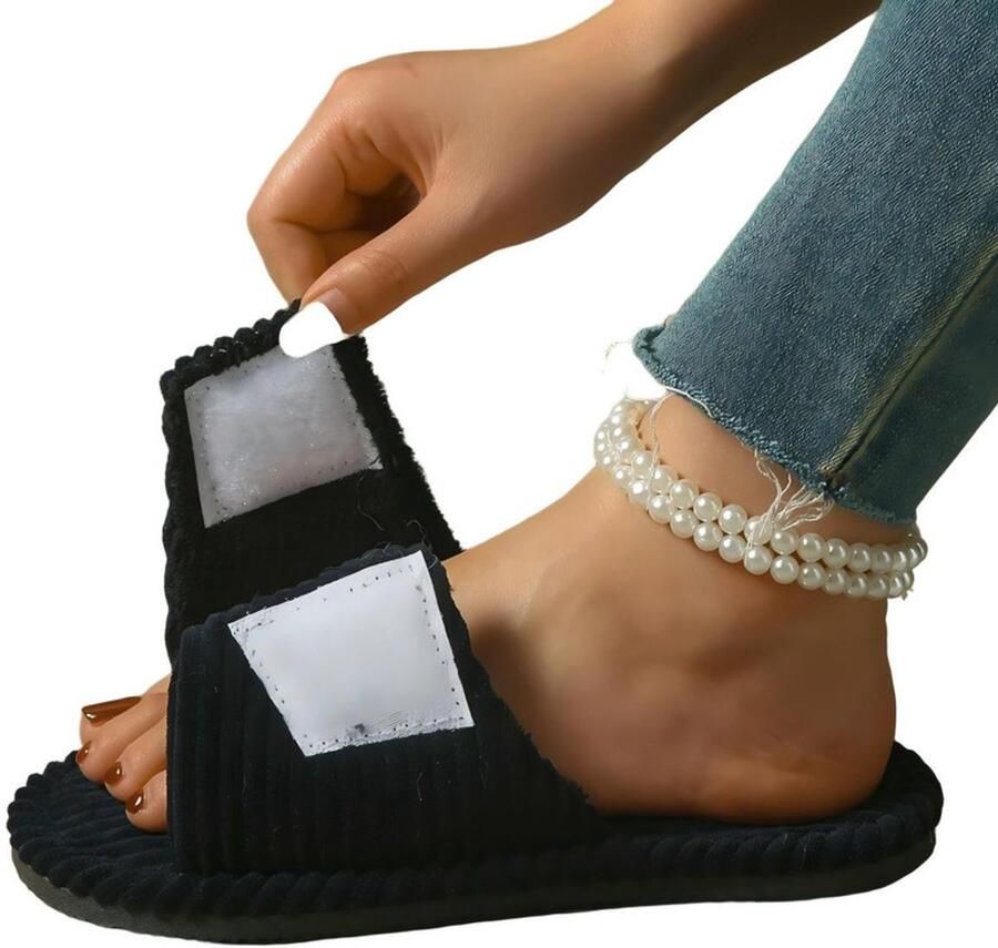 Slippers M-40-41- Valt klein uit spantoffels Herenpantoffels Unisex Huispantoffels Fleece pantoffels Comfortabele pantoffels Klittenbandpantoffels Verstelbaar Geschikt voor zowel thuis als buitengebruik