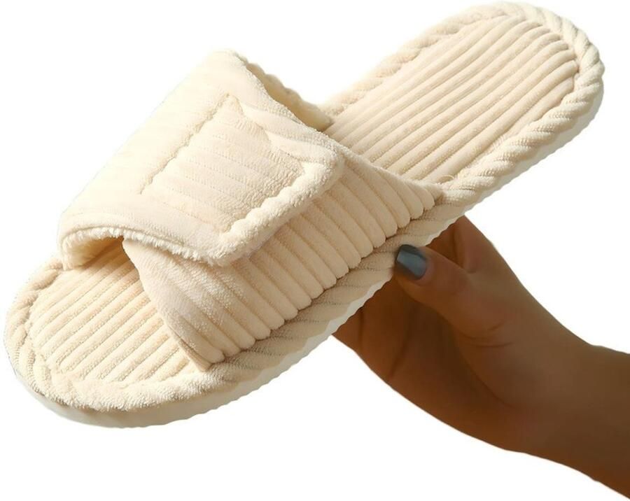 Slippers L-42-43 Valt klein uit spantoffels Herenpantoffels Unisex Huispantoffels Fleece pantoffels Comfortabele pantoffels Klittenbandpantoffels Verstelbaar Geschikt voor zowel thuis als buitengebruik