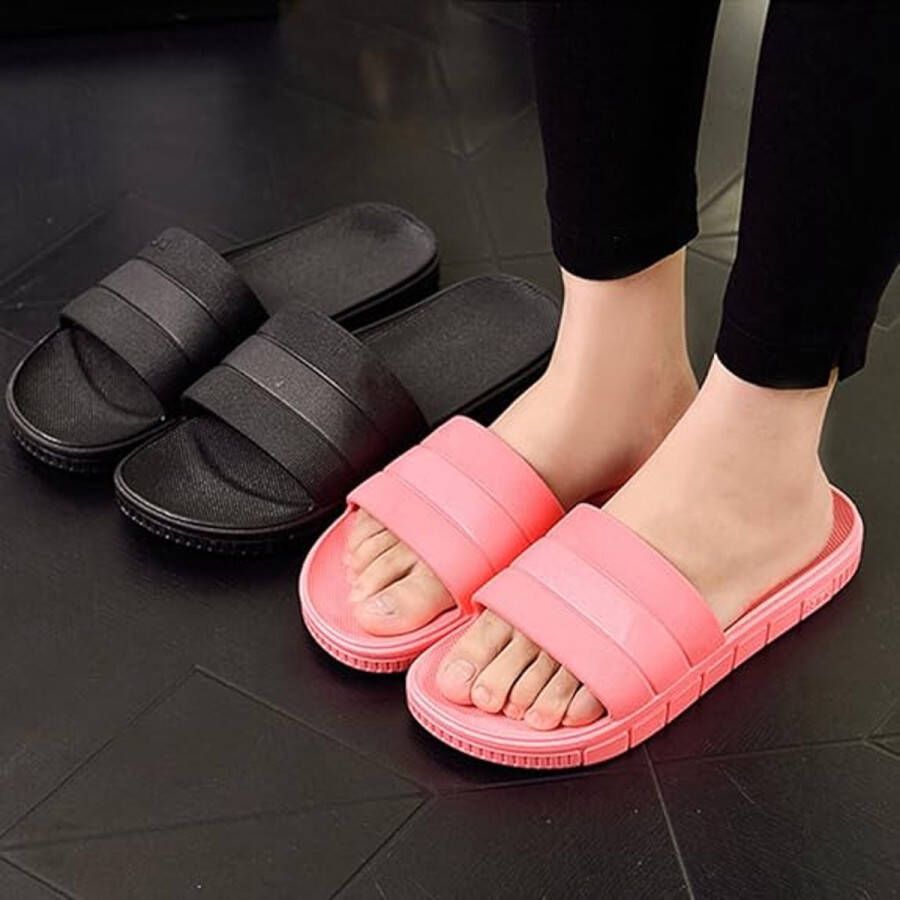 Slippers zomer slide-slippers badslippers strand indoor outdoor slipvast unisex effen zwart