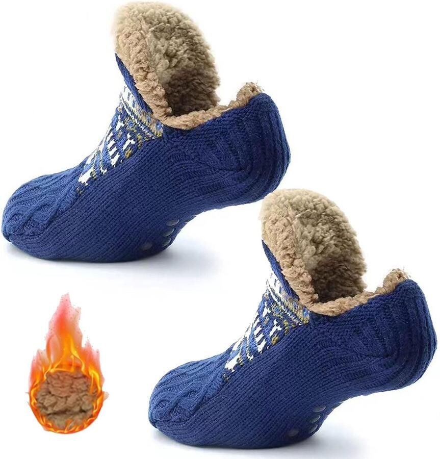 Dailygoods- Slippersokken Dames Fluffy Sokken Gebreid Dikke Fleece Voering UK Comfortabel Warm