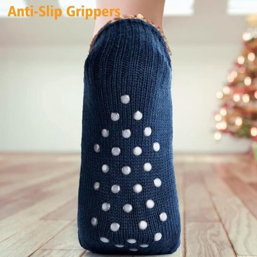 Slippersokken voor en pluizige pantoffelsokken met grijpers antislip fleecevoering warmtevasthoudend