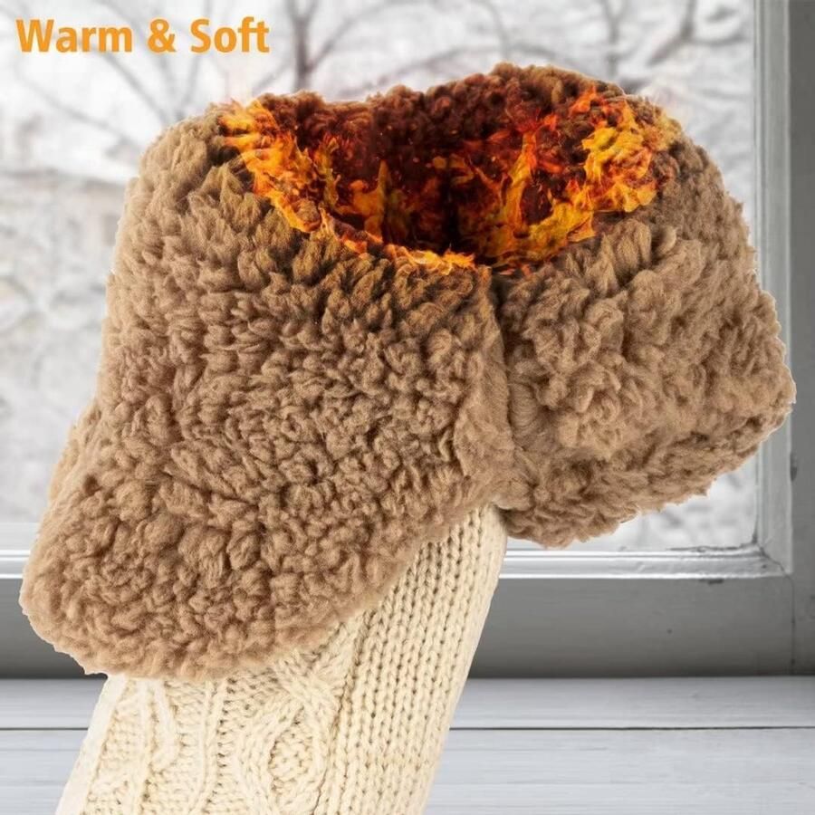 Slippersokken voor en pluizige pantoffelsokken met grijpers antislip fleecevoering warmtevasthoudend