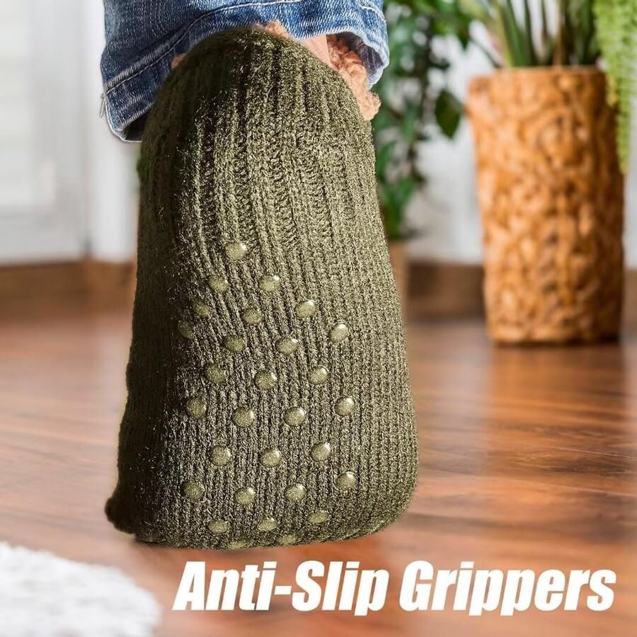 Slippersokken voor en pluizige pantoffelsokken met grijpers antislip fleecevoering warmtevasthoudend