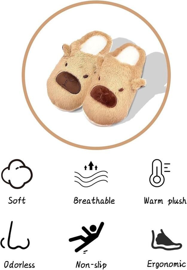 Sloffen Capybara Winter Warme Pantoffels Pluizige Pluche Sloffen Comfortabele Antislip voor Binnen en Buiten