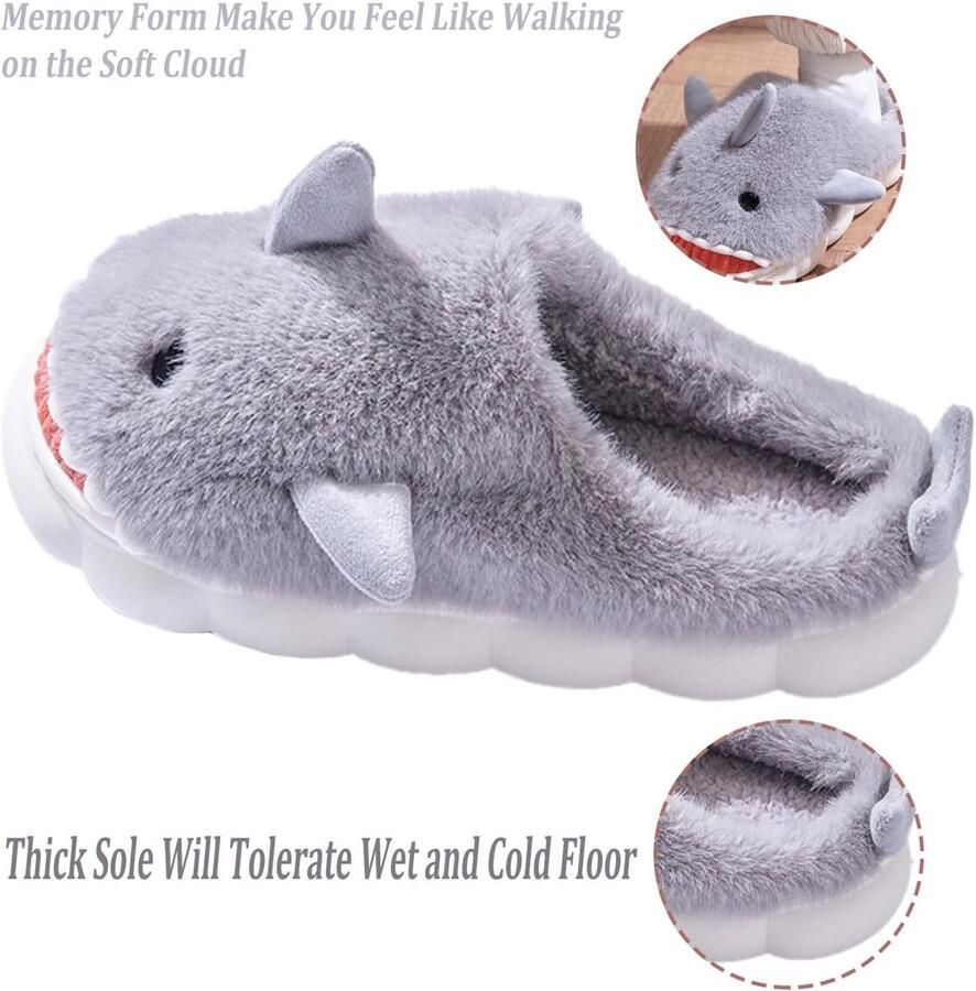 Sloffen Haai Koe Pantoffels Winter Warm Pluche Antislip Sloffen Outdoor Indoor