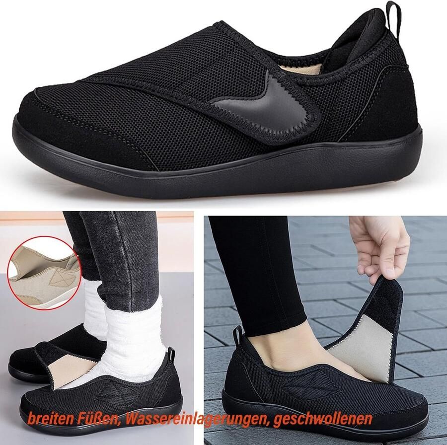 Sloffen Extra Breed Met Klittenbandsluiting Wandelen Vrije Tijd Bandage Voor Gezwollen Voeten Licht Senior Schoenen