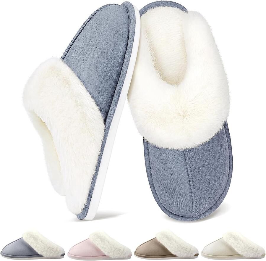 Sloffen Warme Winter Slippers Zacht Nepbont Pluche Pantoffels Antislip Huisschoenen Outdoor Indoor - Foto 2