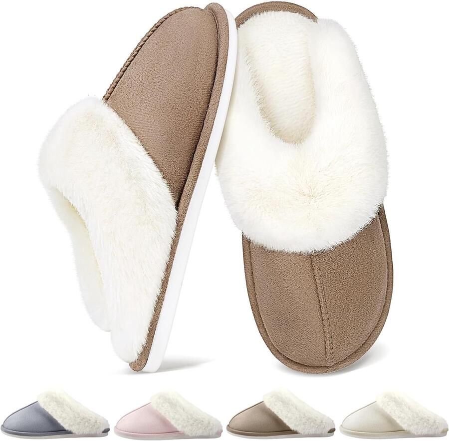 Sloffen Warme Winter Slippers Zacht Nepbont Pluche Pantoffels Antislip Huisschoenen Outdoor Indoor - Foto 2