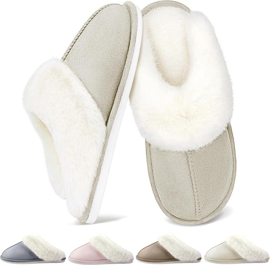 Sloffen Warme Winter Slippers Zacht Nepbont Pluche Pantoffels Antislip Huisschoenen Outdoor Indoor - Foto 2