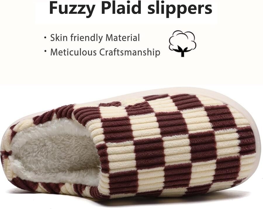 Sloffen Winter Fuzzy Geheugenschuim Geruite Pantoffels Slip op Anti-Skid Zool Slaapkamer Wolk Huisslippers Binnen Buiten