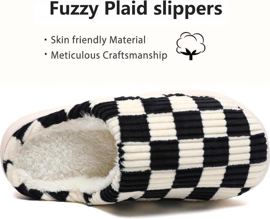 Sloffen Winter Fuzzy Geheugenschuim Geruite Pantoffels Slip op Anti-Skid Zool Slaapkamer Wolk Huisslippers Binnen Buiten