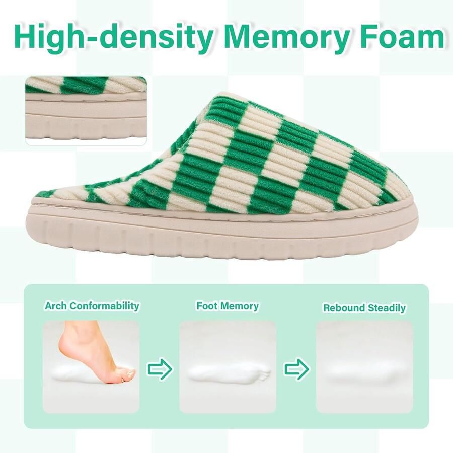 Sloffen Winter Fuzzy Geheugenschuim Geruite Pantoffels Slip op Anti-Skid Zool Slaapkamer Wolk Huisslippers Binnen Buiten