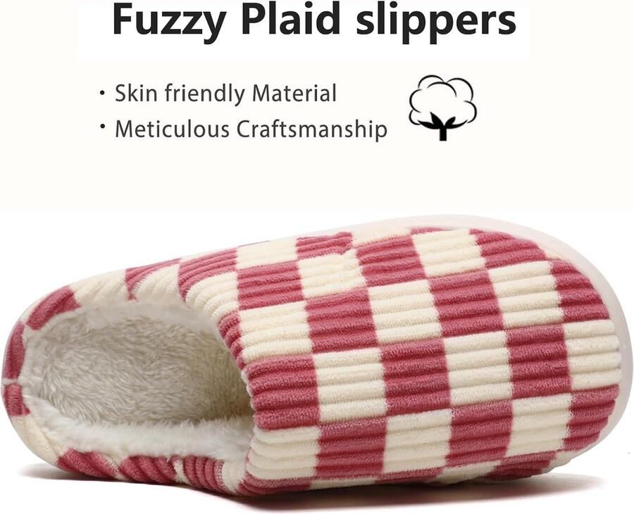 Sloffen Winter Fuzzy Geheugenschuim Geruite Pantoffels Slip op Anti-Skid Zool Slaapkamer Wolk Huisslippers Binnen Buiten