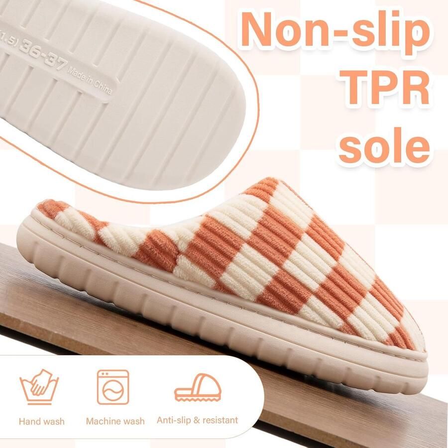 Sloffen Winter Fuzzy Geheugenschuim Geruite Pantoffels Slip op Anti-Skid Zool Slaapkamer Wolk Huisslippers Binnen Buiten