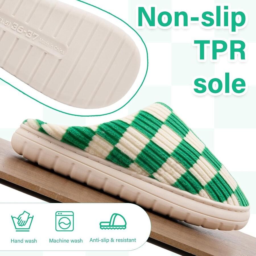 Sloffen Winter Fuzzy Geheugenschuim Geruite Pantoffels Slip op Anti-Skid Zool Slaapkamer Wolk Huisslippers Binnen Buiten