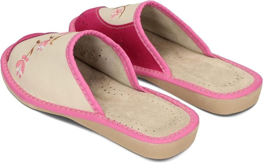 Sloffen Dames Pantoffels Leder Echt Leer Ecologisch Leer Slippers mit Wol Beige Rood Bruin 36-41