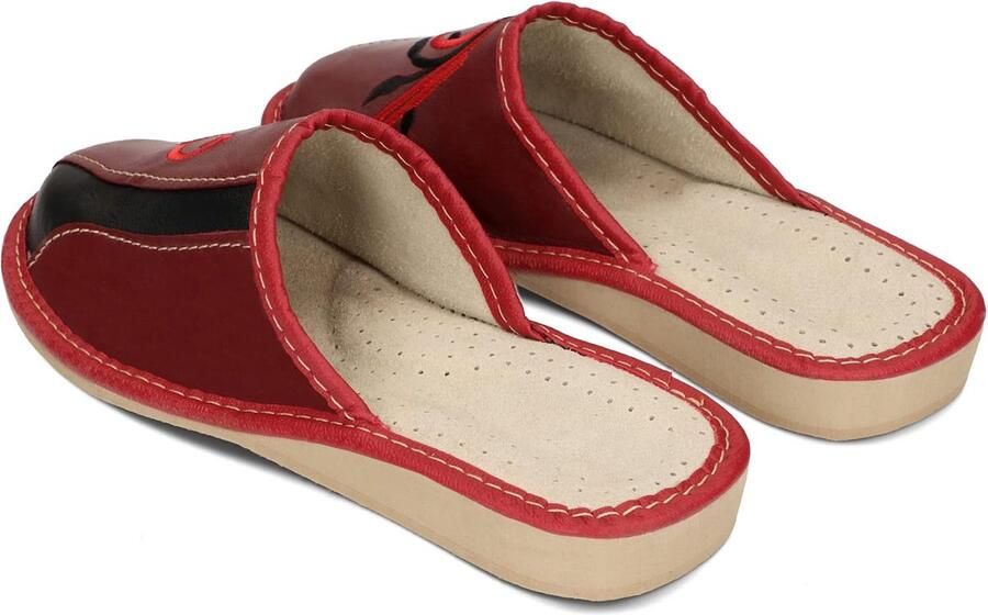 Sloffen Dames Pantoffels Leder Echt Leer Ecologisch Leer Slippers mit Wol Beige Rood Bruin 36-41