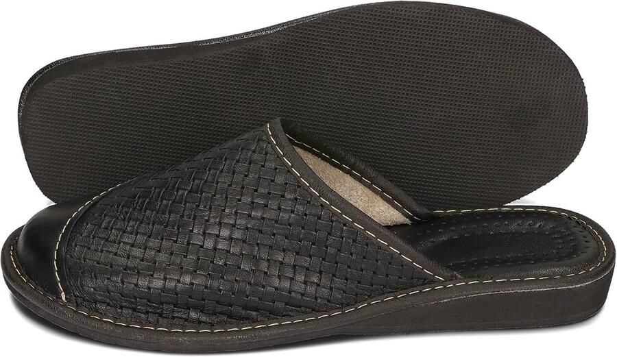 Sloffen Dames Pantoffels Leder Echt Leer Ecologisch Leer Slippers mit Wol Beige Rood Bruin 36-41
