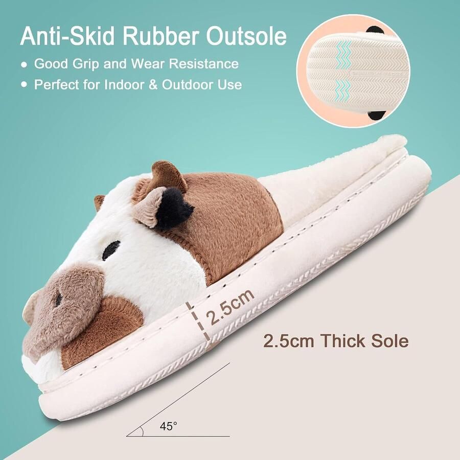 Sloffen Dames Pluche Pantoffels Winter Zacht Warm Comfortabel Fluffy Dieren Lichtgewicht Gezellig Non-slip Knus Gesloten Grappige Shoes