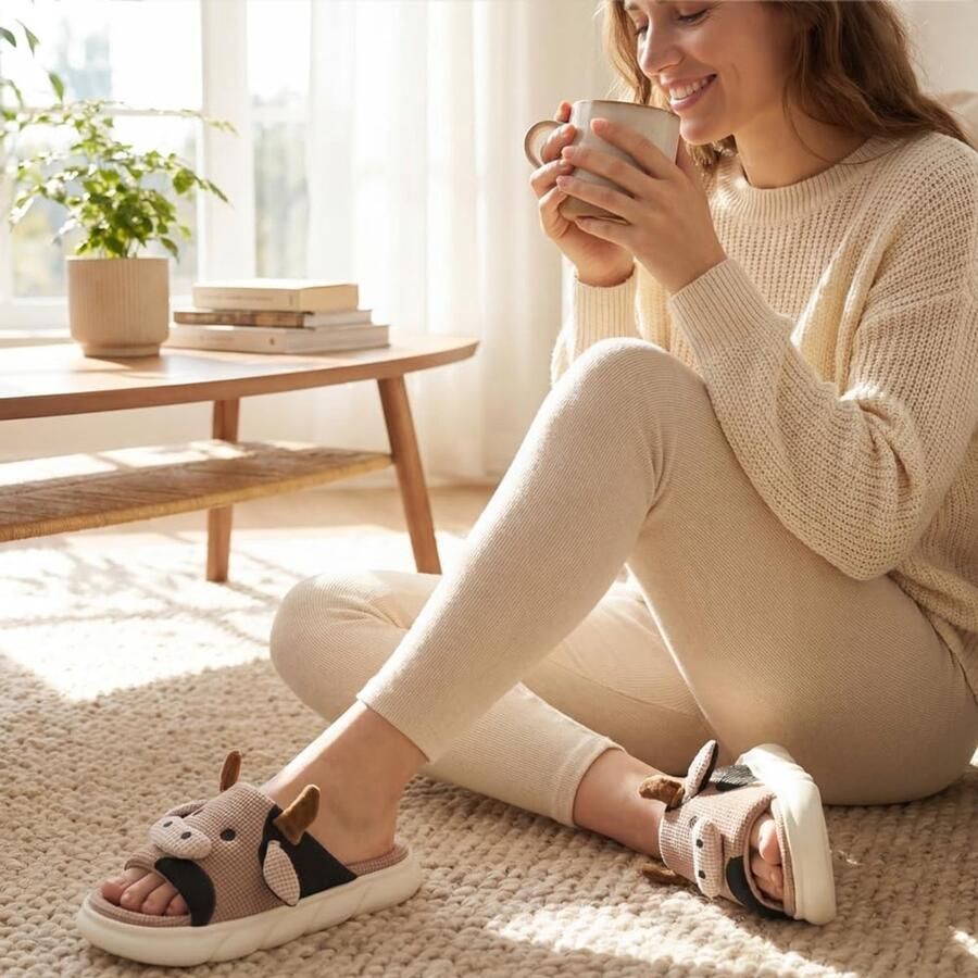 Sloffen Dames Pluche Pantoffels Winter Zacht Warm Comfortabel Fluffy Dieren Lichtgewicht Gezellig Non-slip Knus Gesloten Grappige Shoes