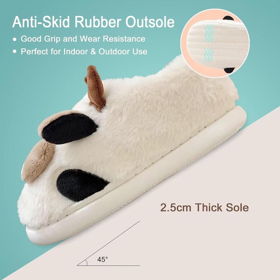 Sloffen Dames Pluche Pantoffels Winter Zacht Warm Comfortabel Fluffy Dieren Lichtgewicht Gezellig Non-slip Knus Gesloten Grappige Shoes