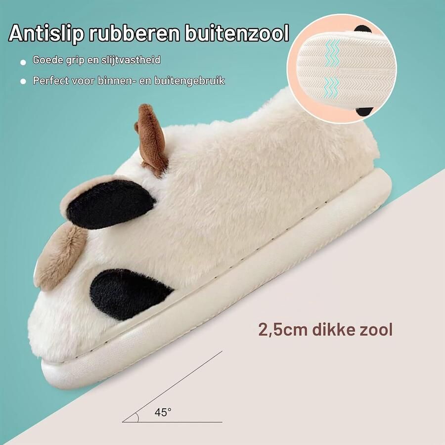 Sloffen Dames Pluche Pantoffels Winter Zacht Warm Comfortabel Fluffy Dieren Lichtgewicht Gezellig Non-slip Knus Gesloten Grappige Shoes