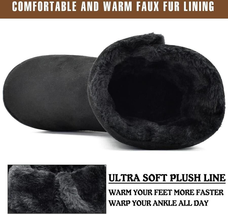 Sloffen Heren Pluizig Pluche Nepbont Pantoffels Winter voor Mannen Platte Warme Wollen Huisschoenen Traagschuim Voetbed Gebreid Huttenschoenen Antislip Slippers