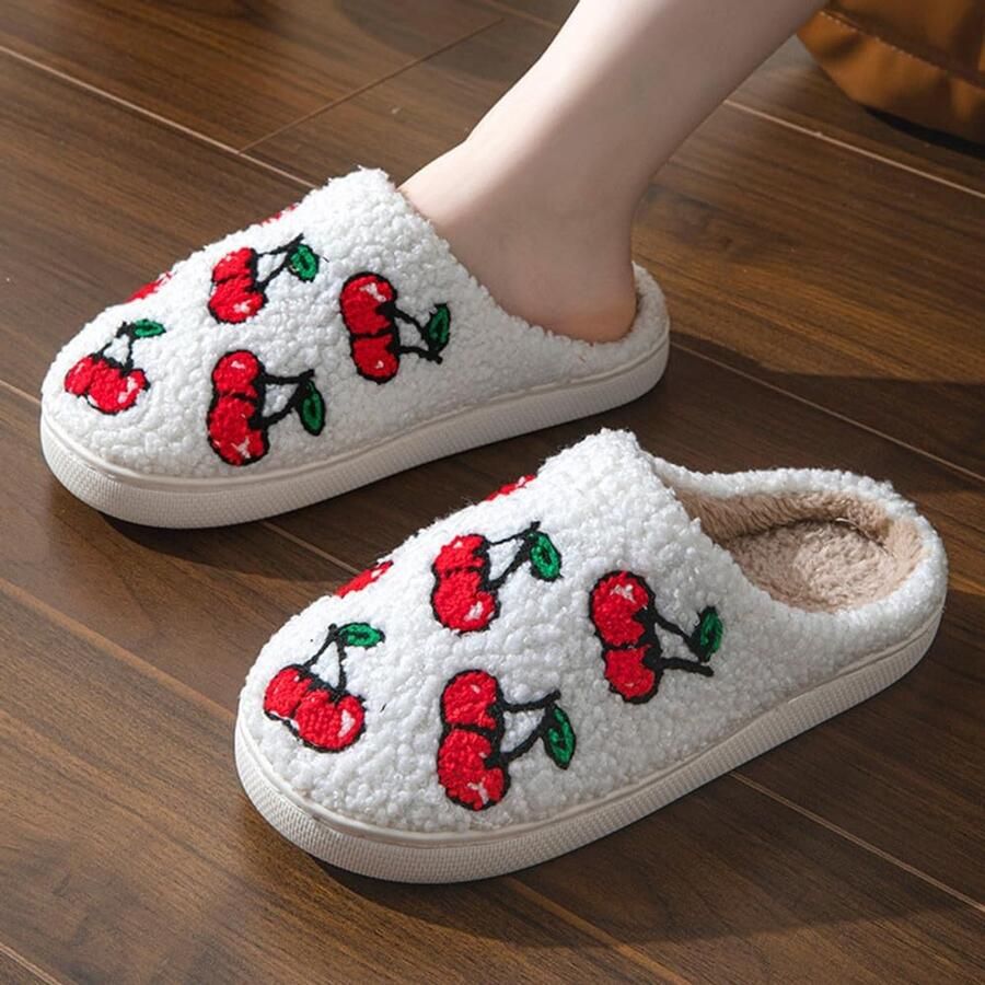 Sloffen Dames Wasbaar Uniseks Slippers Geheugenschuim Winter Warm Pluche Gastenpantoffels House Slipper Vrucht Antislip Binnenpantoffels
