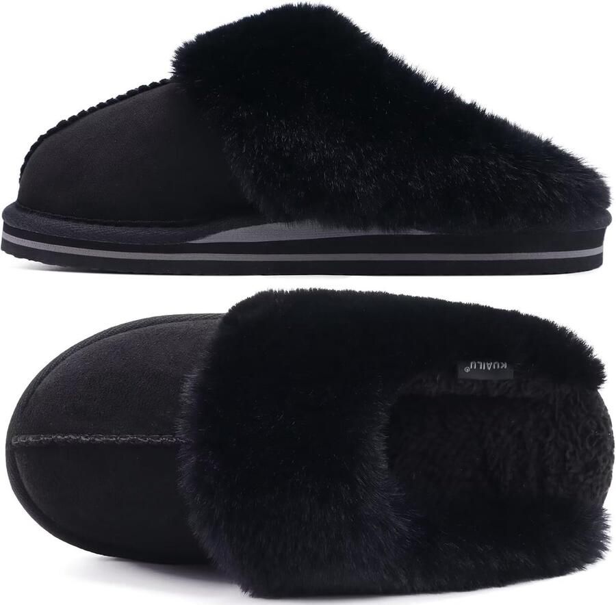 Sloffen Dames Winter Warme Pluche Schapenvacht Pantoffels Comfort Steunzolen Memory Foam Vrouwen Slippers Pluizig Fleece Huispantoffels Antislip Harde Zool Huisschoenen