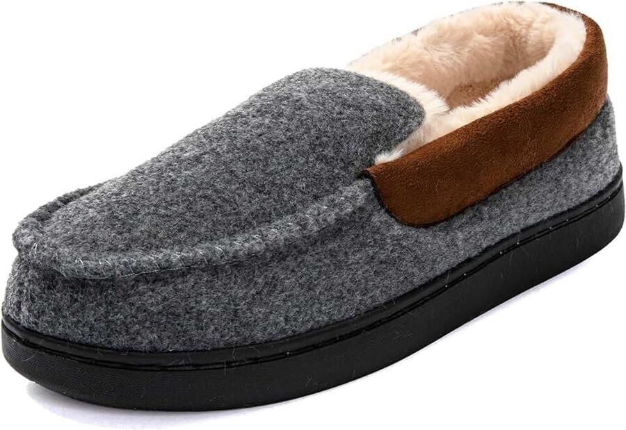 Sloffen Heren Mocassin Heren Vilt Winter Warme Slippers Pantoffels Pluche Gevoerd Gesloten Comfortabele