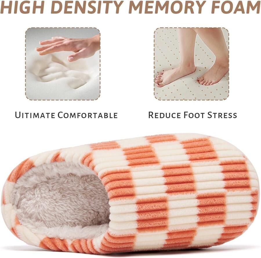 Sloffen Fuzzy Pantoffels Slip op Anti-Slip Zool Winter Warm Slaapkamer Huisslippers Binnen(Oranje 26 27 EU) - Foto 2