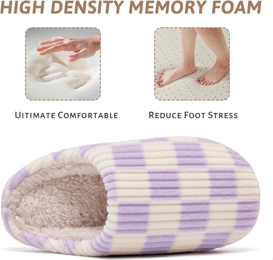 Sloffen Fuzzy Pantoffels Slip op Anti-Slip Zool Winter Warm Slaapkamer Huisslippers Binnen(Paars 32 33 EU)