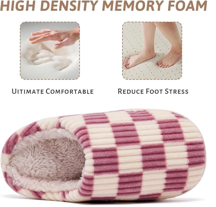 Sloffen Fuzzy Pantoffels Slip op Anti-Slip Zool Winter Warm Slaapkamer Huisslippers Binnen(Roze 24 25 EU)